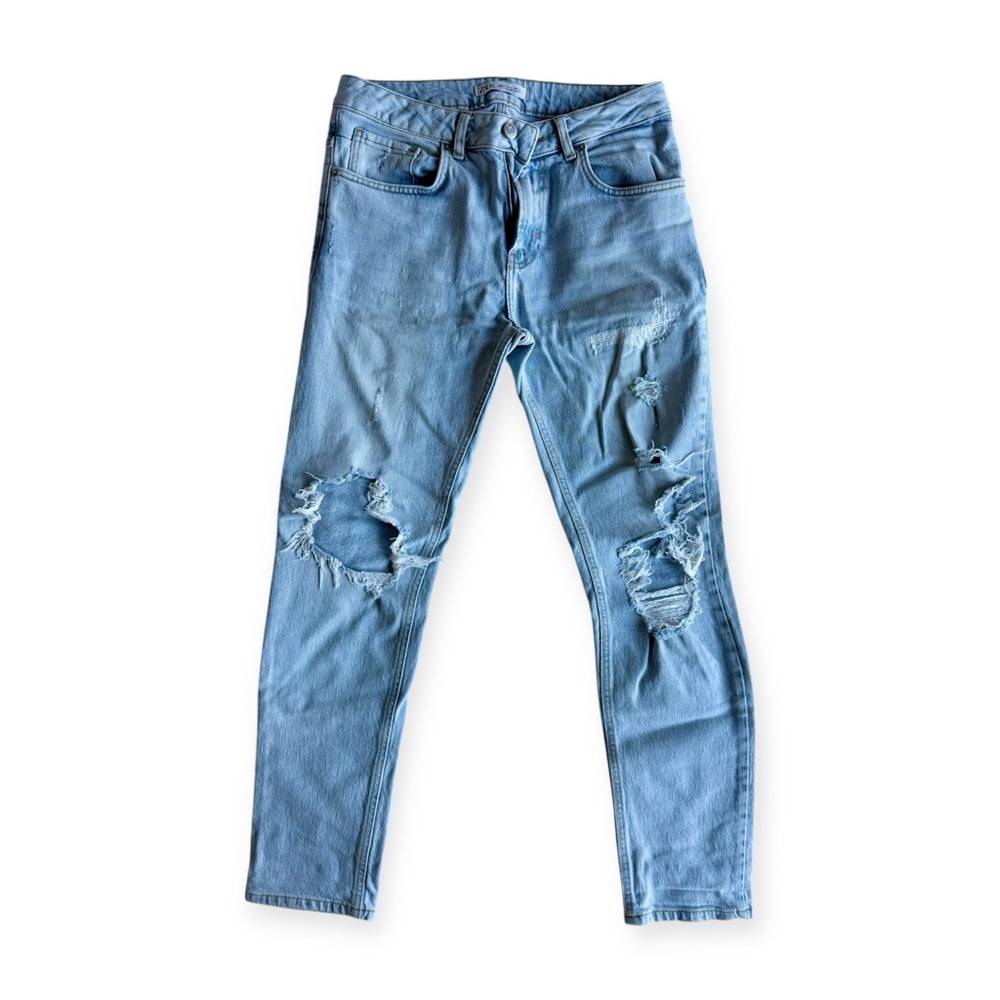 Zara Man Light Distressed Jeans, Skinny Fit - Size 31 - Picture 2 of 4